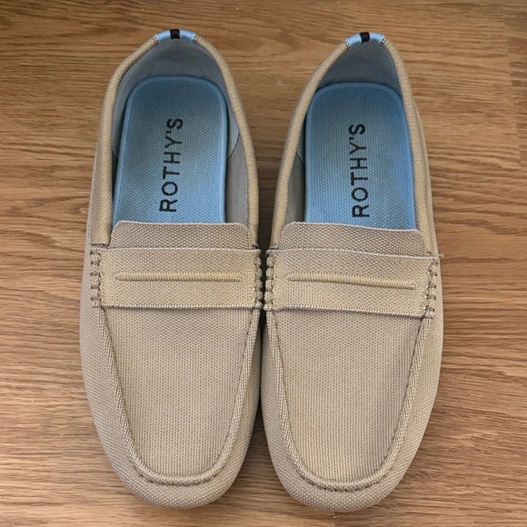 Rothy's Other - Rothy's Men's Loafers in Beige/Tan/Barley with Blue Accent Stripe - Size 12.5